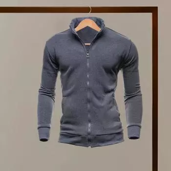 Мужское осенне-зимнее пальто Yousheng с воротником-стойкой, застежкой-молнией, кардиган в стиле ретро с длинными рукавами, спортивная одежда с эластичными манжетами и подолом, повседневная школьная куртка L темно-синий