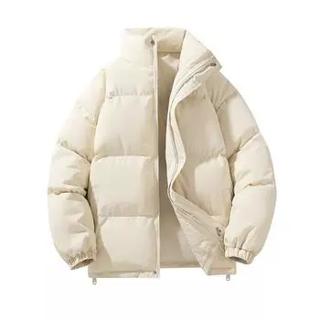 Мужское осеннее хлопковое пальто с высоким воротником, длинным рукавом, застежкой-молнией, ветрозащитное пальто с карманами, застежкой-молнией, эластичным подолом, однотонный цвет M абрикосовый