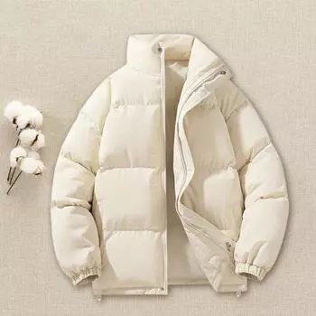 Мужское осеннее хлопковое пальто с высоким воротником, длинными рукавами, застежкой-молнией, ветрозащитным пальто с карманами, застежкой-молнией, эластичным подолом, однотонная стеганая верхняя одежда XL абрикосовый