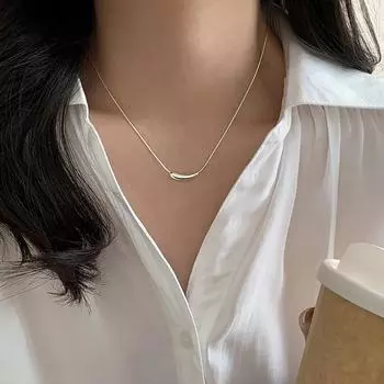 Мужское ожерелье-цепочка на ключицу из стерлингового серебра S925 с простым холодным орнаментом в стиле «Баклажан» для девушек, подходящее всем 925