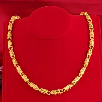 Мужское ожерелье цвета песочного золота, модное, денежный цилиндр, сплошная цепочка, латунь, позолоченные ювелирные изделия