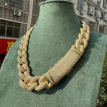 Мужское ожерелье из кубинской цепочки 20 мм с застежкой из циркония — хип-хоп-ювелирное украшение в подарок для друзей золотой