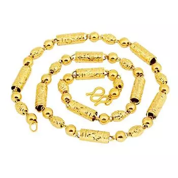 Мужское ожерелье из латуни с вакуумным покрытием, 24-каратное золото, полая трубка Seiko, автомобильное ожерелье с цветком, 8 мм