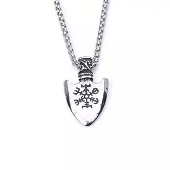 Мужское ожерелье из нержавеющей стали с подвеской в виде треугольника Викинга Одина, компаса, руны 60CM