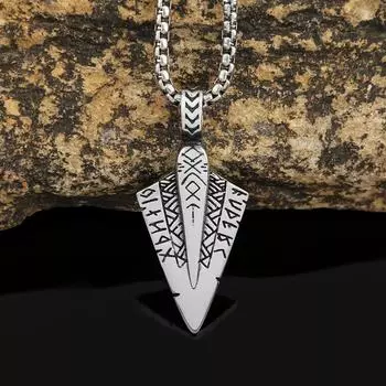 Мужское ожерелье из титановой стали с подвеской в виде стрелы викинга из нержавеющей стали с двухсторонним кулоном на цепочке для свитера