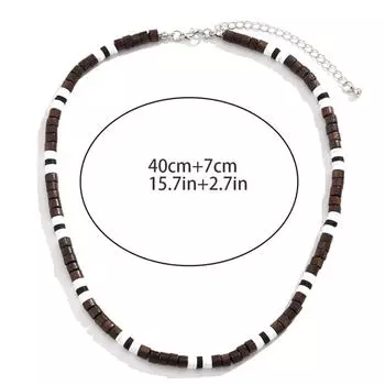 Мужское ожерелье Креативный мягкий темперамент Мужские украшения Деревянные бусины Мужские подарки Цепочка для воротника в стиле бохо 1pc