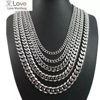 Мужское ожерелье, массивная цепь Miami Cuban из нержавеющей стали 316l 3-10 мм