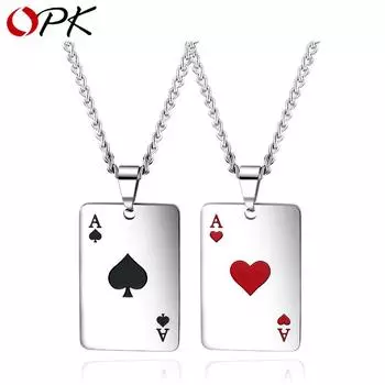 Мужское ожерелье OPK, черное персиковое ожерелье, подвеска для покера чёрный