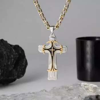 Мужское ожерелье с большой подвеской из титановой стали, длинное ожерелье с цепочкой, массивные модные украшения серебряный/золотой