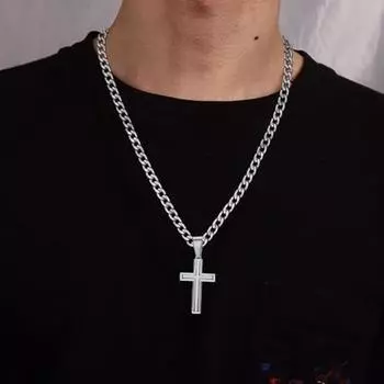 Мужское ожерелье с кулоном в виде карты и коробки, толстая полая цепь из нержавеющей стали