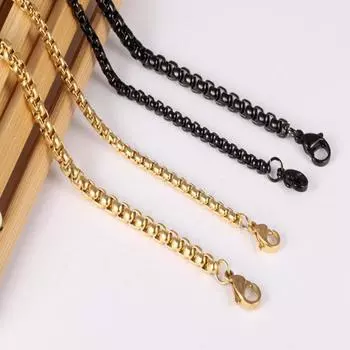 Мужское ожерелье с квадратной жемчужной цепью, одинарная цепочка из полированной нержавеющей стали, универсальные мужские украшения 60cm