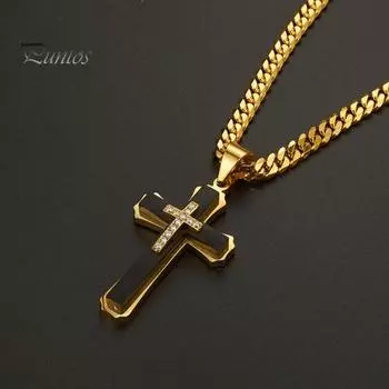 Мужское ожерелье с подвеской из кубического циркония, толстая цепочка, повседневная одежда, подарочное легкое мужское ожерелье на ключицу из нержавеющей стали золотой/серебряный