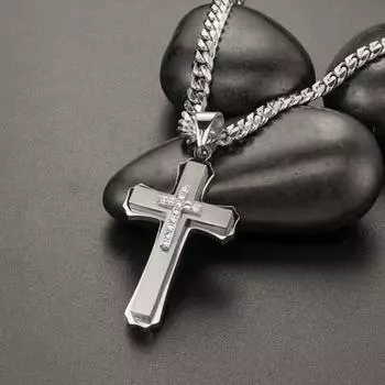 Мужское ожерелье с подвеской из кубического циркония, толстая цепочка на шею, повседневная одежда, подарок, легкий вес чёрный/золотой