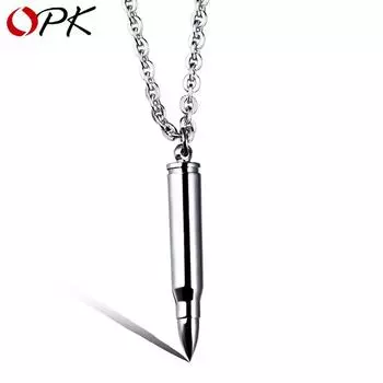Мужское ожерелье с подвеской из нержавеющей стали OPK Bullet 550mm серебряный