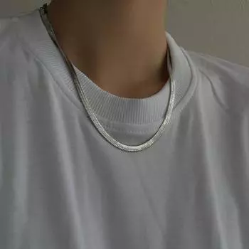 Мужское ожерелье серебряного цвета, крутой панк, глянцевый полированный подарок, гипоаллергенный, крутой, змеиная кость