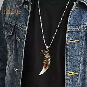 Мужское ожерелье в форме зубов волка, кулон в стиле панк, легкие гальванические украшения на шею, повседневное ожерелье для вечеринок и свиданий D