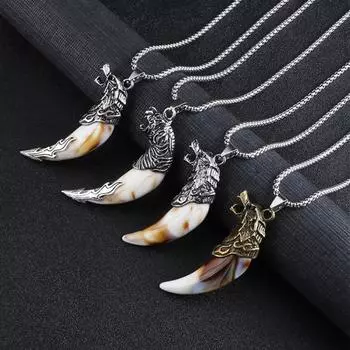 Мужское ожерелье в форме зубов волка, кулон в стиле панк, легкие гальванические украшения на шею, повседневное ожерелье для вечеринок и свиданий D