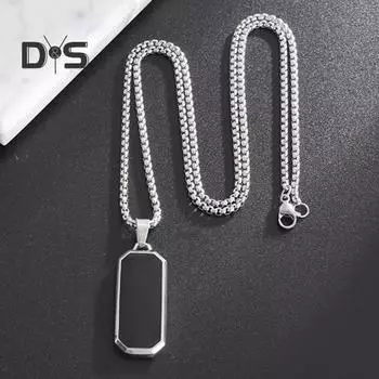 Мужское ожерелье в стиле панк, хип-хоп, титановая сталь, черная подвеска, полированный блеск, свитер, парное ожерелье, индивидуальное украшение для взрослых 60cm