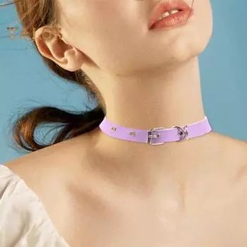 Мужское ожерелье в винтажном стиле в стиле панк, регулируемая искусственная кожа, сплошной цвет, пряжка на шее, ремень для вечеринки, клуба, колье для взрослых, ювелирные изделия розы красного