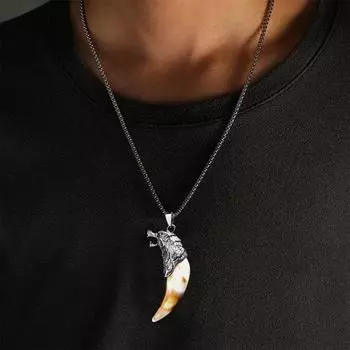 Мужское ожерелье Yousheng в форме волчьих зубов, легкое гальваническое украшение на шею в стиле панк, повседневное ожерелье для вечеринок и свиданий C