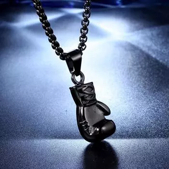 Мужское ожерелье Женское ожерелье Перчатки Кулон Ожерелье Доминирующие мужские боксерские перчатки Нержавеющая сталь чёрный
