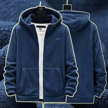 Мужское пальто большого размера на осень и зиму, новый модный однотонный кардиган большого размера с капюшоном, свободная повседневная куртка для отдыха на открытом воздухе L вино красного