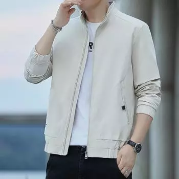 Мужское пальто большого размера, весенне-осенняя куртка, мужское повседневное простое тонкое пальто, бейсбольный воротник для мужчин среднего возраста, универсальная тенденция M