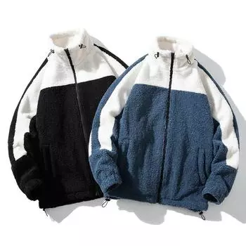 Мужское пальто из овечьей шерсти, осенне-зимняя простая куртка с воротником-стойкой, верхняя часть куртки S чёрный