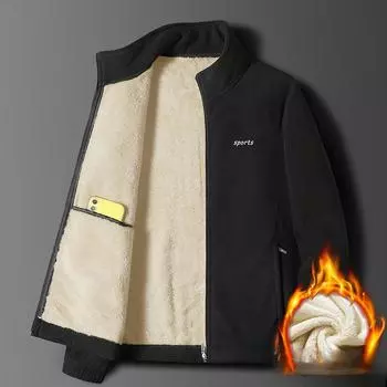 Мужское пальто из овечьей шерсти на весну, осень и зиму с воротником-стойкой, флисовая куртка для мужчин среднего возраста с флисом M