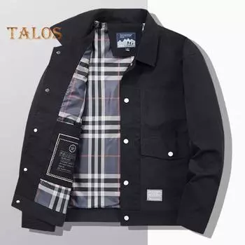 Мужское пальто-карго с лацканами и длинными рукавами, однотонная куртка с карманами, украшениями, в стиле ретро, деловая верхняя одежда 2XL чёрный