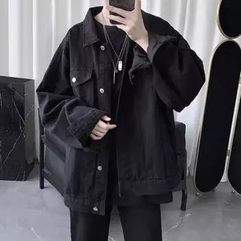 Мужское пальто-карго с лацканами, множеством карманов, однобортное джинсовое пальто, повседневная джинсовая куртка в спортивном стиле, уличная одежда XL синий