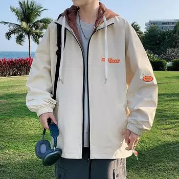 Мужское пальто, мужская одежда на весну и осень, мужская куртка больших размеров с капюшоном и двойной молнией в стиле Port Style для мужчин M
