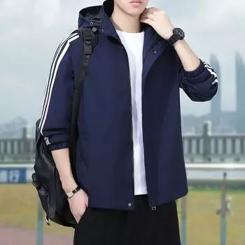 Мужское пальто Мужское пальто Весенняя куртка с капюшоном Мужское пальто больших размеров Мужское весенне-осеннее пальто M