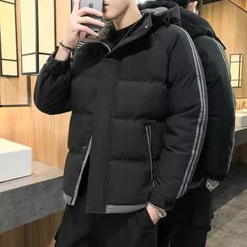 Мужское пальто на хлопковой подкладке осень и зима новое мужское пальто на хлопковой подкладке модная короткая куртка на хлопковой подкладке утолщенный пуховик мужское пальто на хлопковой подкладке M