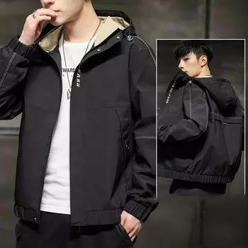 Мужское пальто, новая весенняя модная рабочая одежда в корейском стиле, красивая повседневная тонкая куртка с капюшоном, мужская одежда M