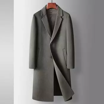 Мужское пальто осень и зима чистая шерсть двухсторонний повседневный тренчкот длинный костюм воротник молодежное деловое пальто Tide 170 верблюд
