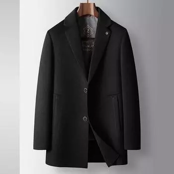 Мужское пальто осень и зима средняя и длинная куртка с воротником-стойкой пуховик молодежная деловая двусторонняя шерстяная теплая куртка 170 верблюд