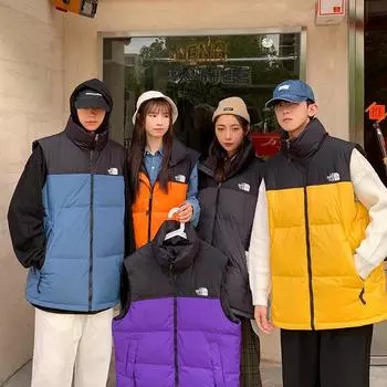 Мужское пальто осенне-зимний хлопковый жилет мужские плечи теплый молодежный модный свободный жилет в гонконгском стиле для мужчин S оранжевый