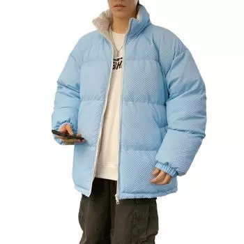 Мужское пальто осеннее утолщенное теплое вафельное с хлопковой подкладкой, свободная осенняя куртка с хлопковой подкладкой S чёрный