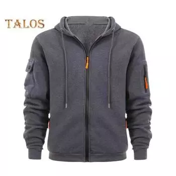 Мужское пальто с капюшоном и длинными рукавами, однотонная куртка с несколькими карманами, плюшевая подкладка, толстая теплая спортивная верхняя одежда M верблюд