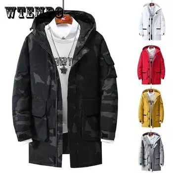 Мужское пальто с капюшоном и хлопковой подкладкой, зимняя утолщенная хлопковая куртка, повседневная парка, свободное тепловое пальто для молодежи XXXL красный