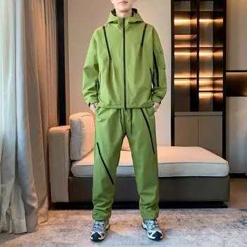 Мужское пальто с капюшоном на весну и осень Burst Dopamine, мужские и женские повседневные брюки, ветрозащитная куртка-карго, комплект M белый