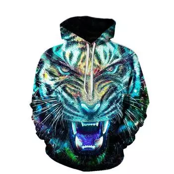 Мужское пальто с капюшоном с животным принтом, новое пальто с капюшоном в виде льва, осеннее уличное пальто с капюшоном FashionXXS-6XL 5XL