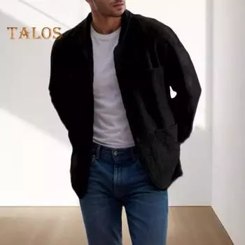 Мужское пальто с лацканами, длинный рукав, однобортный однотонный пиджак с карманами, свободный крой, повседневная верхняя одежда, повседневная одежда XXXL темно-серого