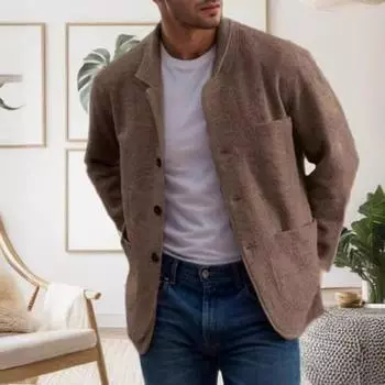 Мужское пальто с лацканами, длинный рукав, однобортный однотонный пиджак с карманами, свободный крой, повседневная верхняя одежда, повседневная одежда XXL темно-серого