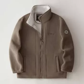 Мужское пальто с лацканами, длинный рукав, двухстороннее флисовое пальто с карманами, осень-зима, однотонная повседневная верхняя одежда XL хаки