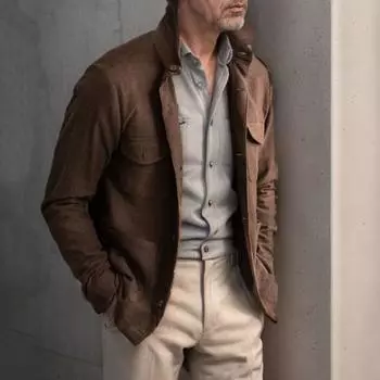 Мужское пальто с лацканами, длинными рукавами, карманами-клапанами, куртка, пальто, однотонное, стандартного кроя, однобортное, осенне-зимняя верхняя одежда S темно-коричневого