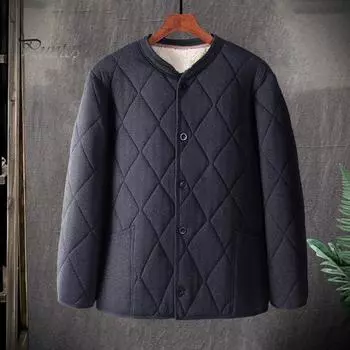 Мужское пальто с V-образным вырезом и длинным рукавом, однобортная ветрозащитная теплая куртка, однотонная утолщенная бархатная подкладка, верхняя одежда XXXXXL серый