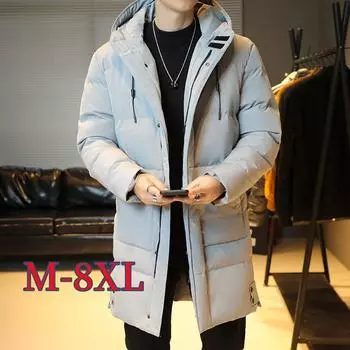 Мужское пальто средней длины из хлопка, зимнее пальто из хлопка длиной до колена большого размера, мужское пальто, корейский стиль, приталенное утолщенное теплое пальто из хлопка M