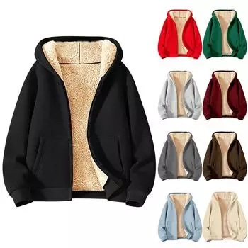 Мужское пальто тяжелое и флисовое толстое мужское толстовочное пальто с капюшоном L бежевый